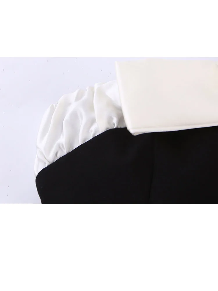 

HH Woman Summer Fashion Versatile Princess Style Sweet Bow Tie Splicing Decoration Zipper Tube Top Female Leisure Cute Blousee