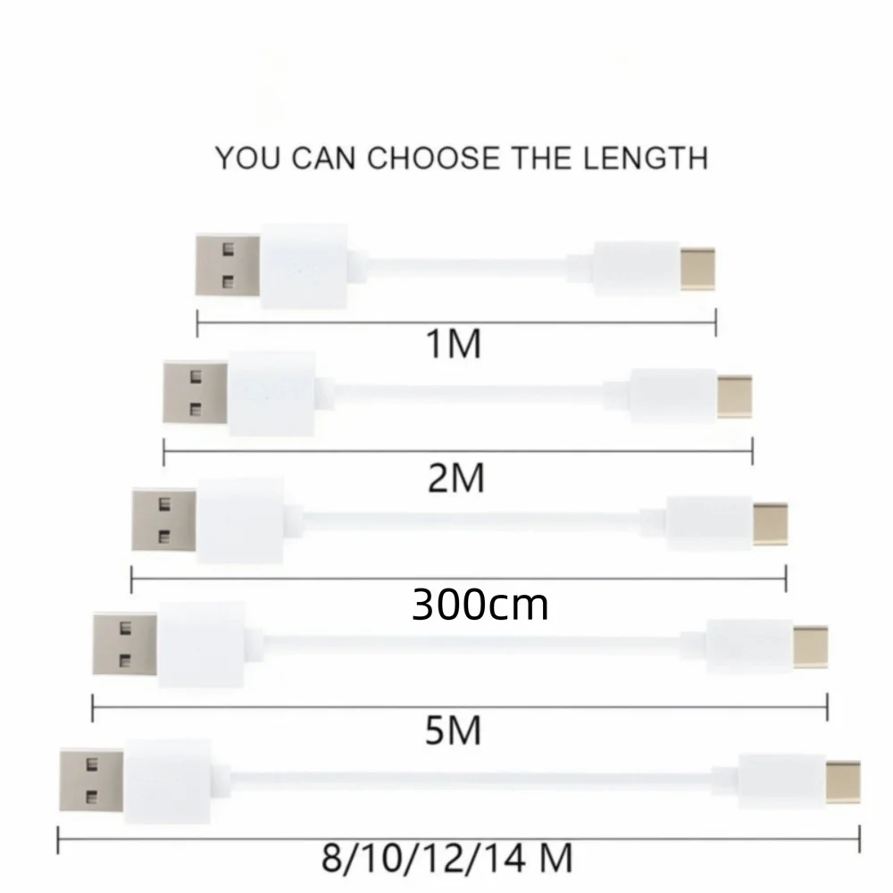 USB To Type-C Monitoring Device Charging Cable 1m 2m 5m 8m 10m 12m 14m Extension Charging Data Cable Pure Copper Core