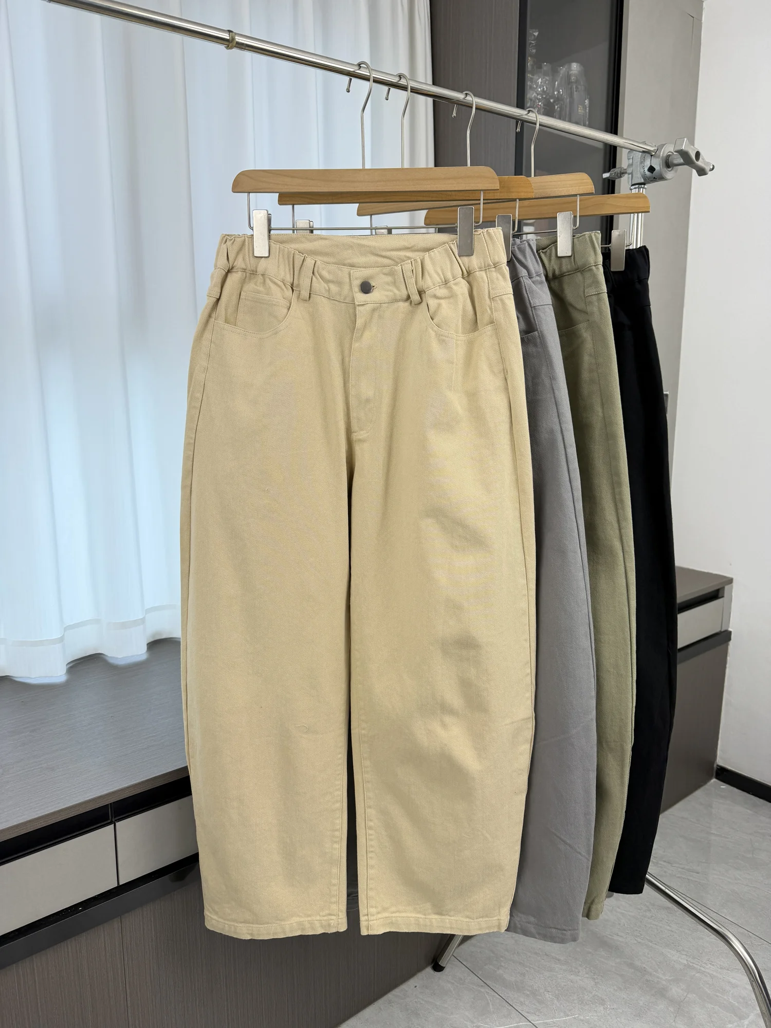 

Men's Casual Straight Leg Cotton Pants 3D Tailoring Bend Knife Version Retro All-Match Spring Faionable Leisure Trousers