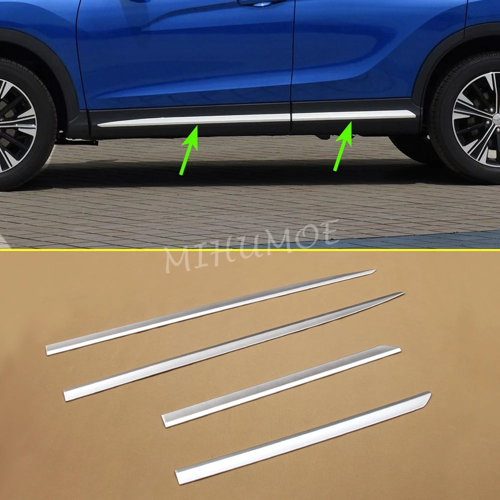 

Car Side Door Body Trim Sticks Strips Protector 4Pcs For Mitsubishi Eclipse Cross 2018 2019 2020 2021 Stylish Accessories Silver