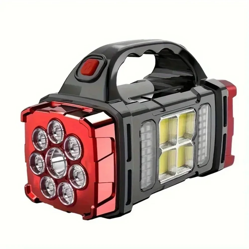 Multi-function High Power Solar Portable Searchlight 4 Gear Waterproof Torch Work Light Non-slip Emergency Flashlight Hiking