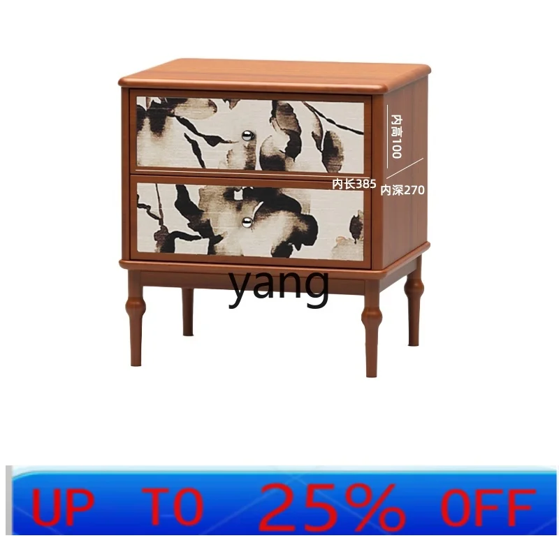 

LMM retro bedside cabinet solid wood small storage cabinet black medieval storage short cabinet