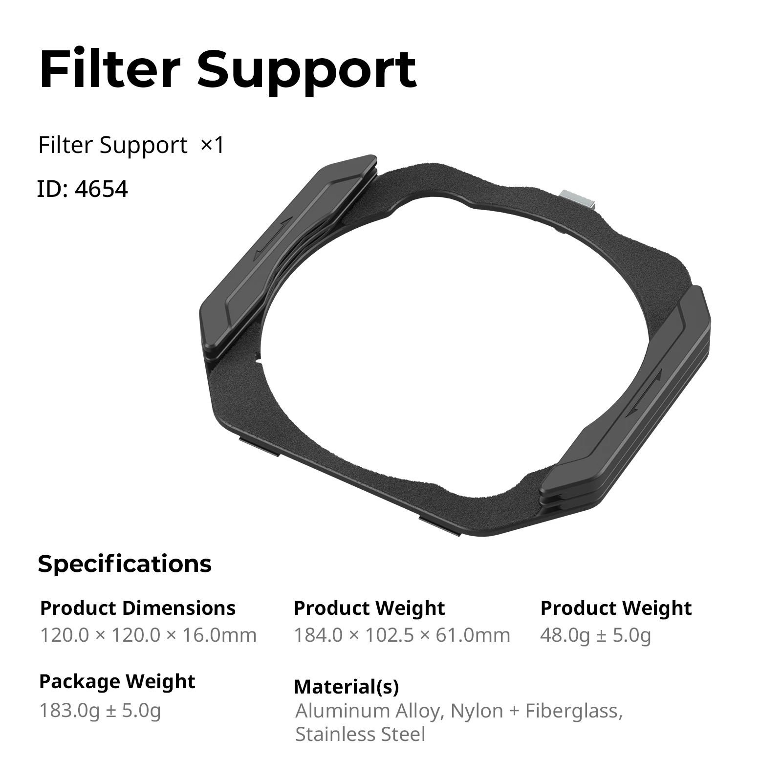 SmallRig 100 mm filtersteun voor matte dozen, lichtgewicht camerafiltersteun, met verstelbare klemmen -4654