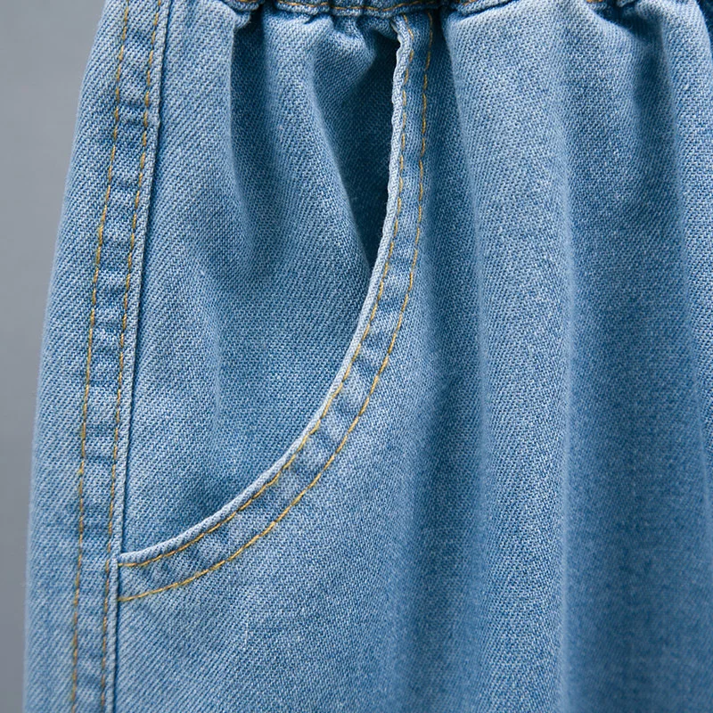 Short en denim bleu pour femme, mode coréenne, short d'été, taille haute, jean baggy court pour femme