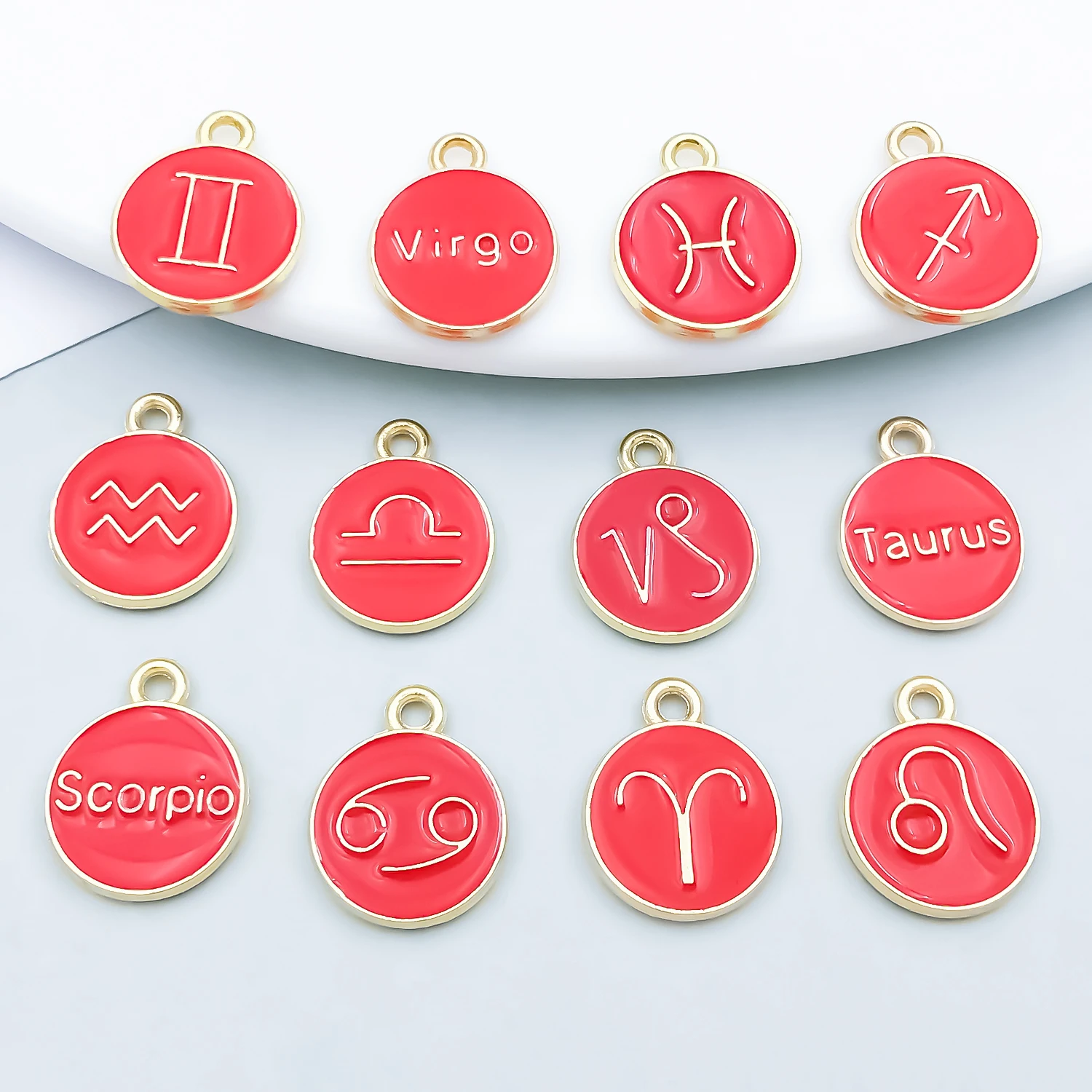 12pcs Alloy Enamel Colored Constellation Geometry Pendant Jewelry Making DIY Earrings Charms for Jewelry Bracelets Necklace
