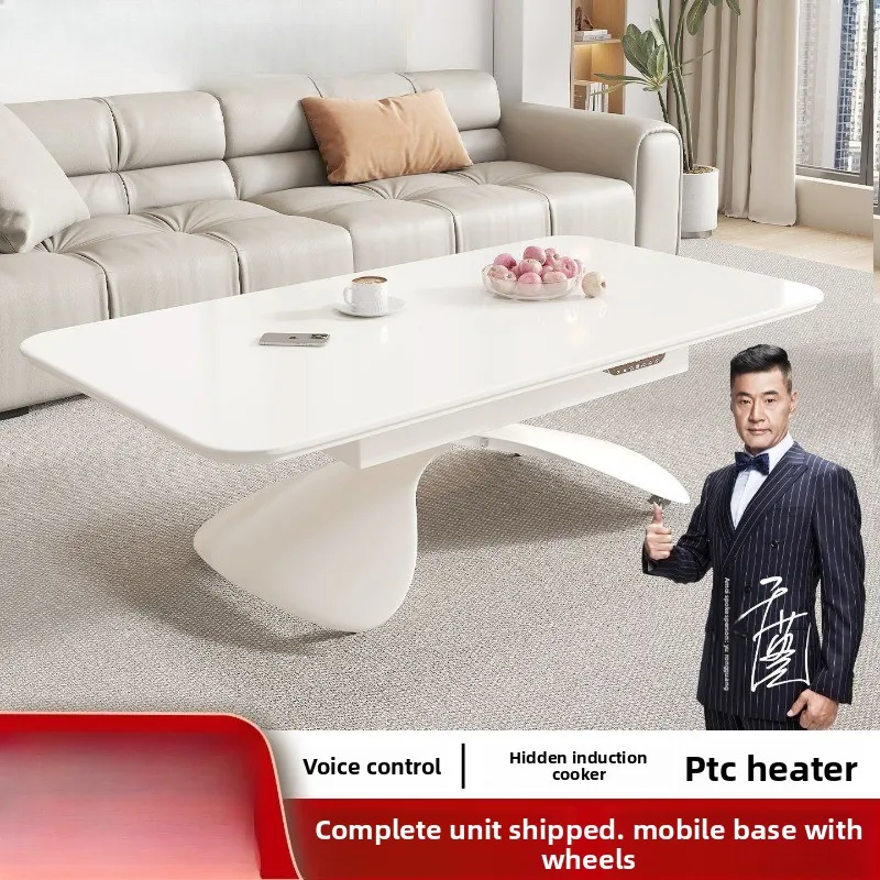 2026 new home smart heating coffee table, energy-saving invisible induction cooker voice temperature control heating table