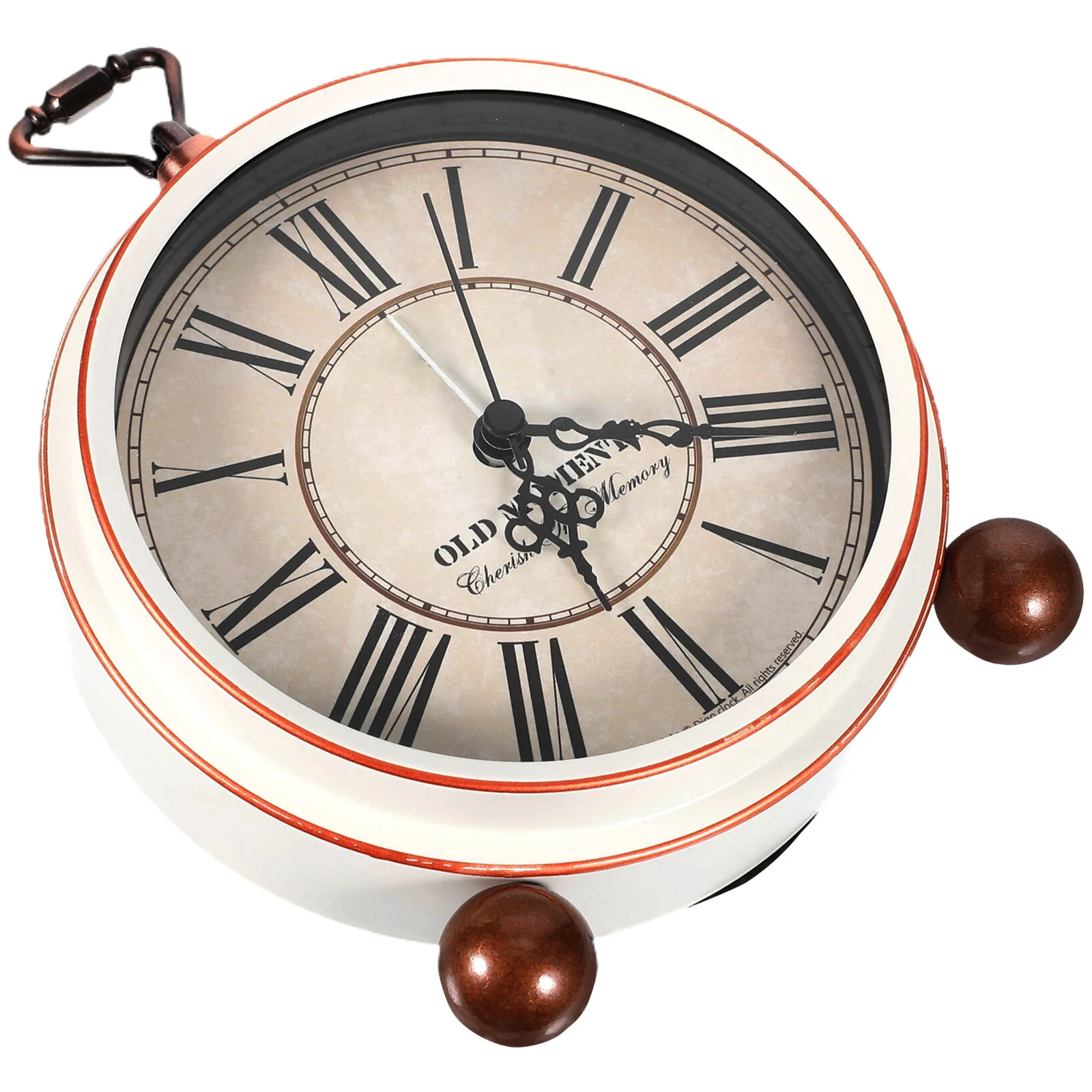 

1Pcs Metal Alarm Clock Style Desktop Table Clock Silent Mute Bedroom Gift for Kids Students White No