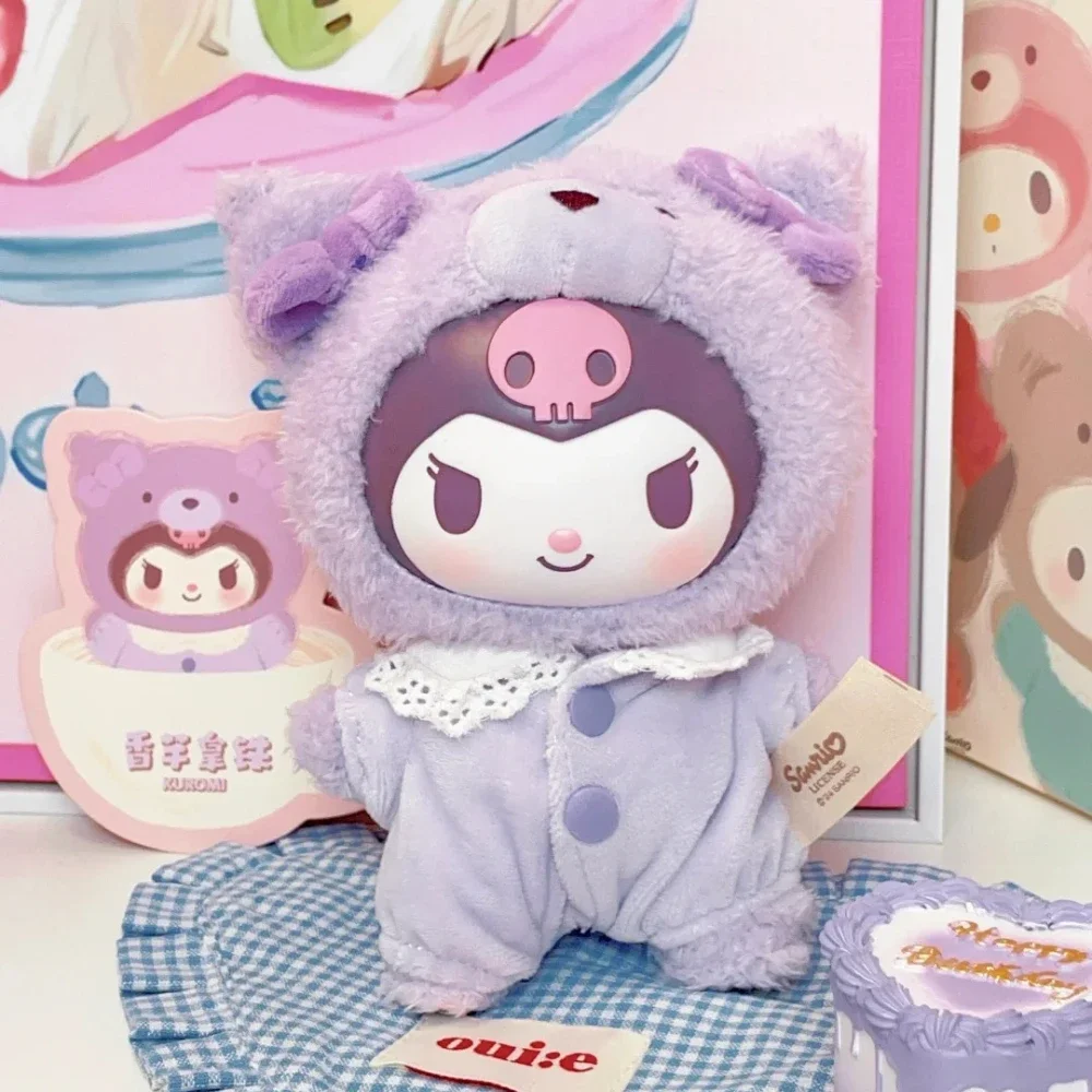 Sanrio personaje Latte caja ciega de bebé vinilo figura de Anime juguetes colgante Cinnamoroll Kuromi caja misteriosa Melody Doll regalos sorpresa