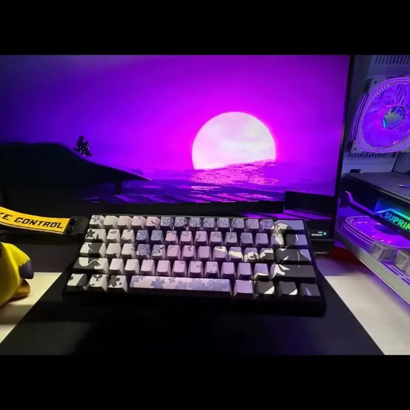 

Keycap Violet, original height side engraved light-transmitting PBT material five-sided hot sublimation keycap