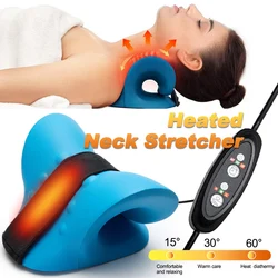 Heated Neck Stretcher for Neck Pain Relief Orthopedic Cervical Traction Device Pillow Heating Shoulder Relaxer Shiatsu Massager