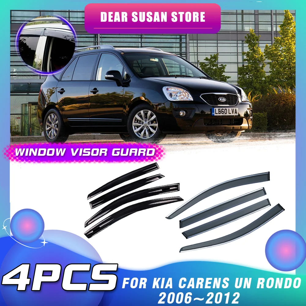 Car Window Door Visor for Kia Carens UN Rondo 2006~2012 2007 Vent Awning Sun Rain Eyebrow Smoke Guard Cover Deflector Accessorie