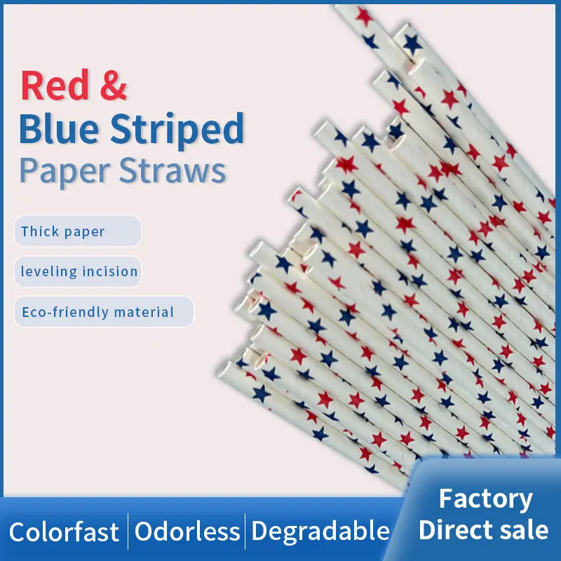 100PCS 6*197mm Biodegradable Paper Straws for Party Supplies Birthday Bridal Baby Shower Christmas Decorations and Holiday