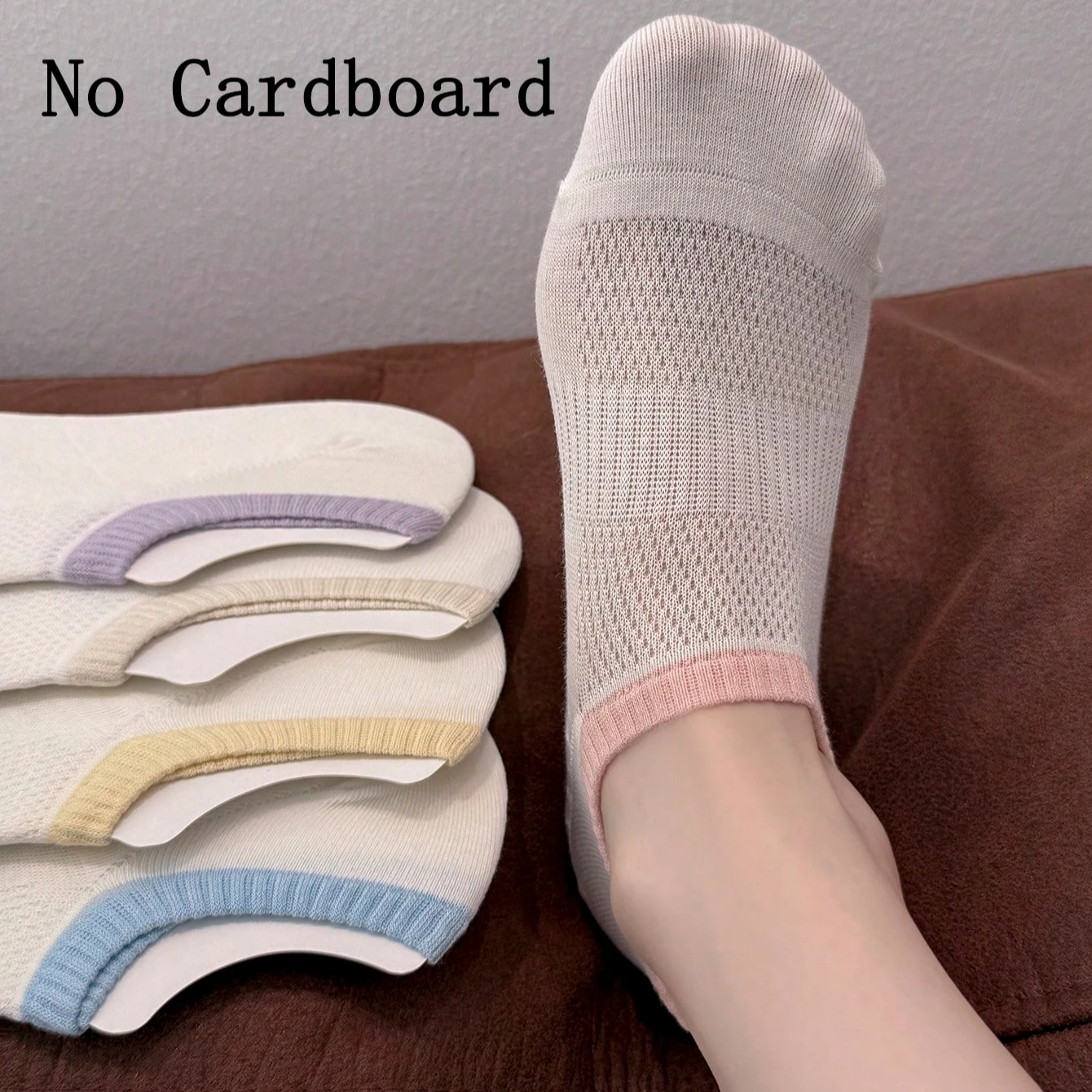 3 Paar Damen-Socken mit niedrigem Schnitt, Sommer, dünnes Netz, atmungsaktive Baumwolle, unsichtbare Socken, Farbblockierung, modisch, lässig, Bootsocken, weiße Socken