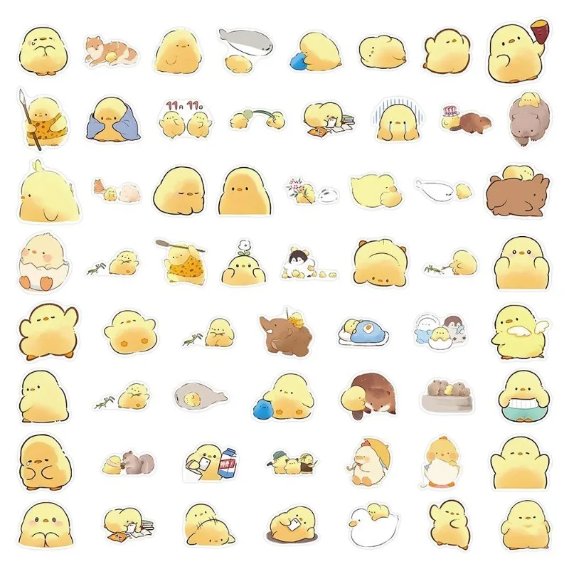 60PCS Cartoon Personality Yellow Chick Creative Graffiti Decorative Sticker