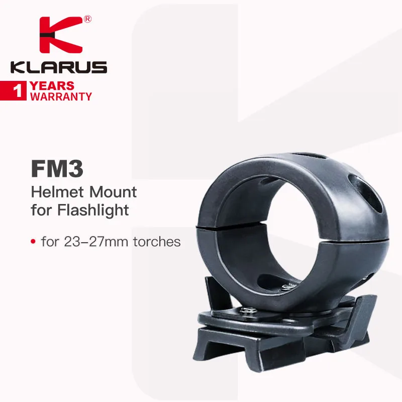 Klarus FM3 Helmet Mount for 23-27mm Flashlights, 360º Rotatable Adjustable