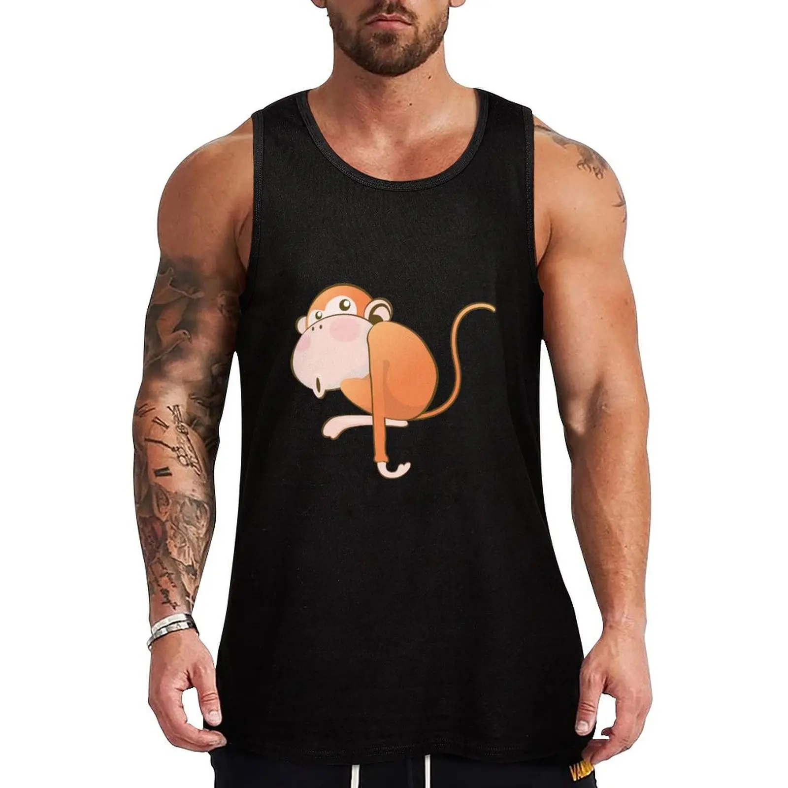 Funny Monkey Tank Top High Stretch Tank Top Athletic Fit Workout Shirt