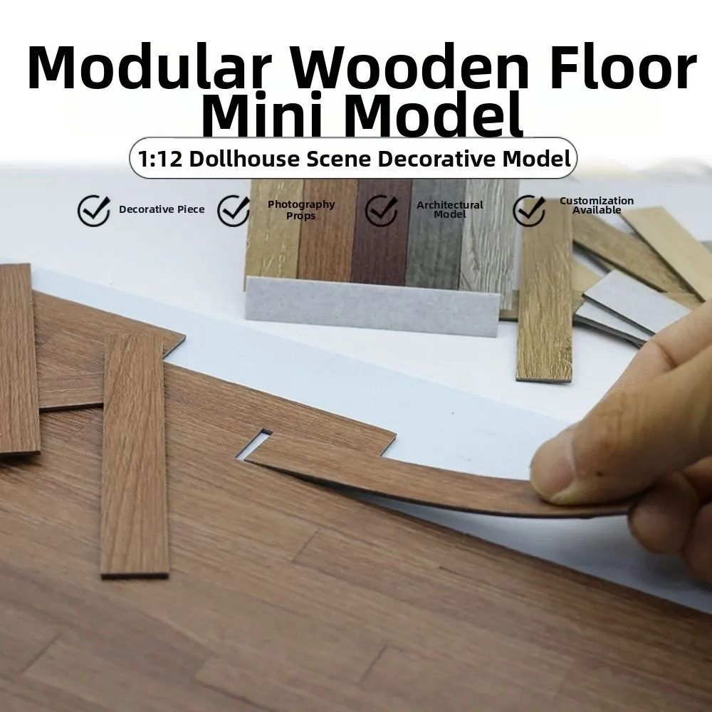 

10pcs Mini Miniature Dollhouse Floor Boards PVC 10*1.5cm Wooden Flooring Multicolors Furniture Wall Floor Decor