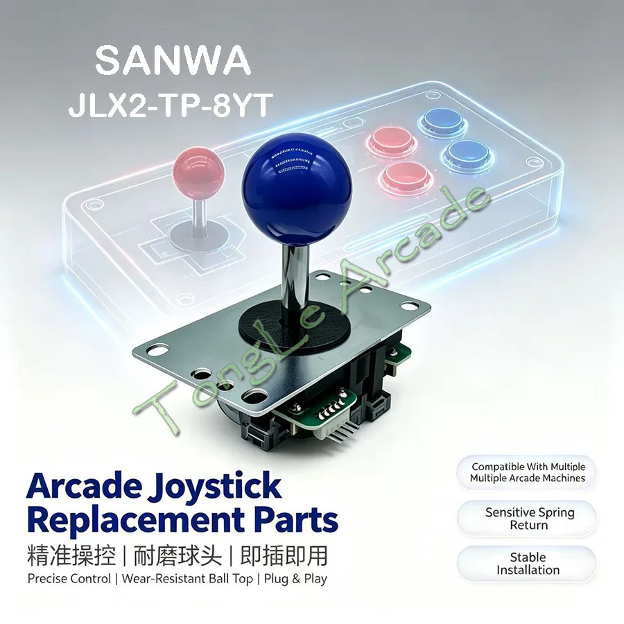 Original Newest Sanwa JLX2-TP-8YT Joystick Authentic SANWA JLX Joysticks Ideal for Arcade Jamma MAME Game 12 Colors Available