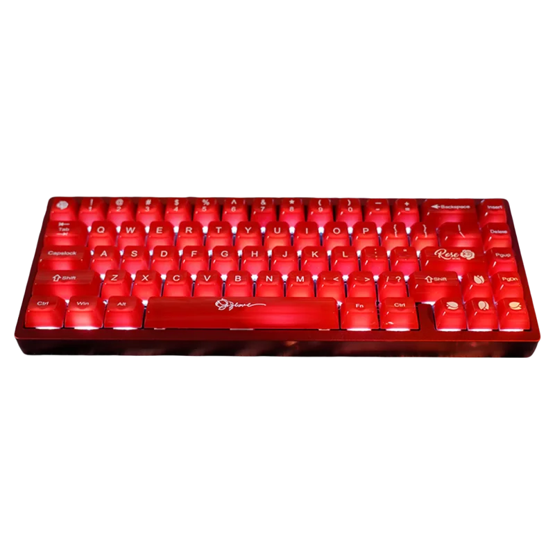 Weikav High Beauty Pink Red Pc Foggy Key Cap Rose Story Meow Star Suitable For 61/68/75/87/98/104 Keyboard Computer Accessories