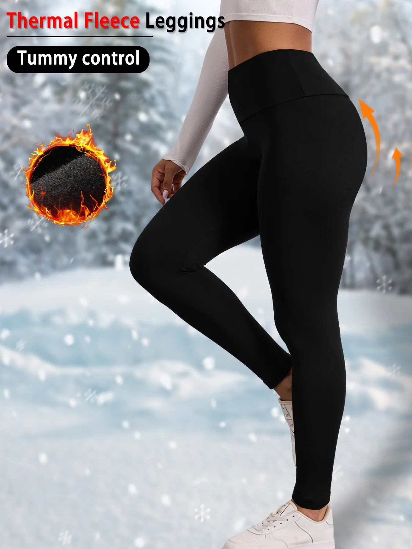 

Women‘s High Waisted Thermal Leggings: Fleece Lined, Thick & Warm Winter Workout Tights / Soft Yoga Pants.