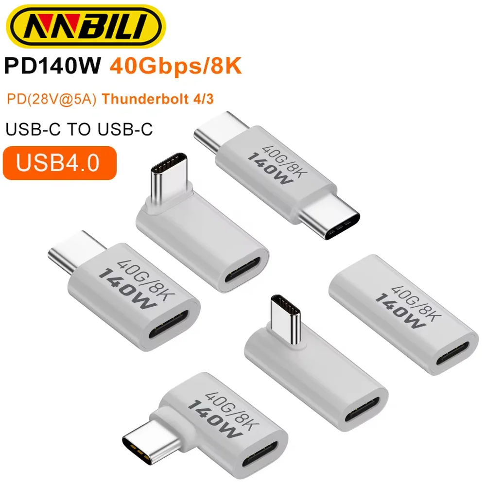 NNBILI PD140W USB3.1 Type C to USB C Fast Charging Adapter 40Gbps Data Sync Connector 8K@60Hz USB C OTG Converter for MacBook