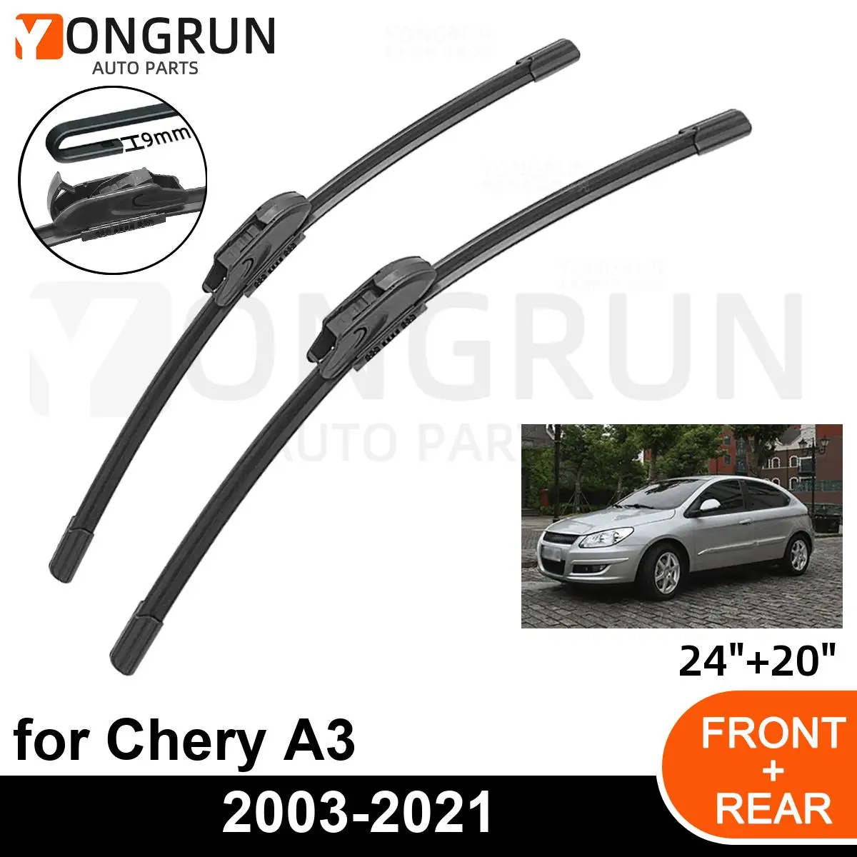 

Car Front Windshield Wipers For Chery A3 2003-2021 Wiper Blade Rubber 24"+20" Car Windshield Windscreen Accessories