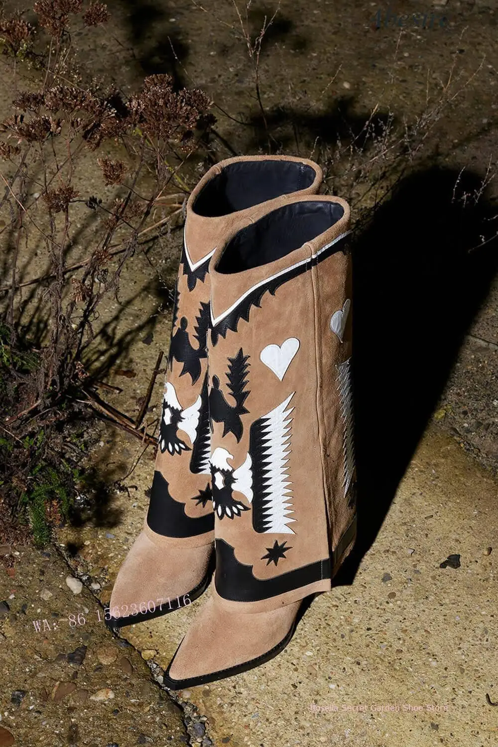 

Женские сапоги из коровьей кожи, сапоги до середины икры на толстом каблуке, ковбойские сапоги для подиума, большие размеры, 2023