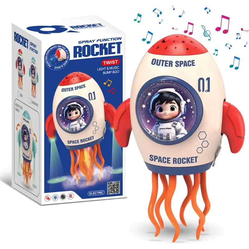 Electric Dancing Rocket Toys Automatic Obstacle Avoidance/Projection/Light and Music/Spray Baby Interactive Crawling Dance Squid
