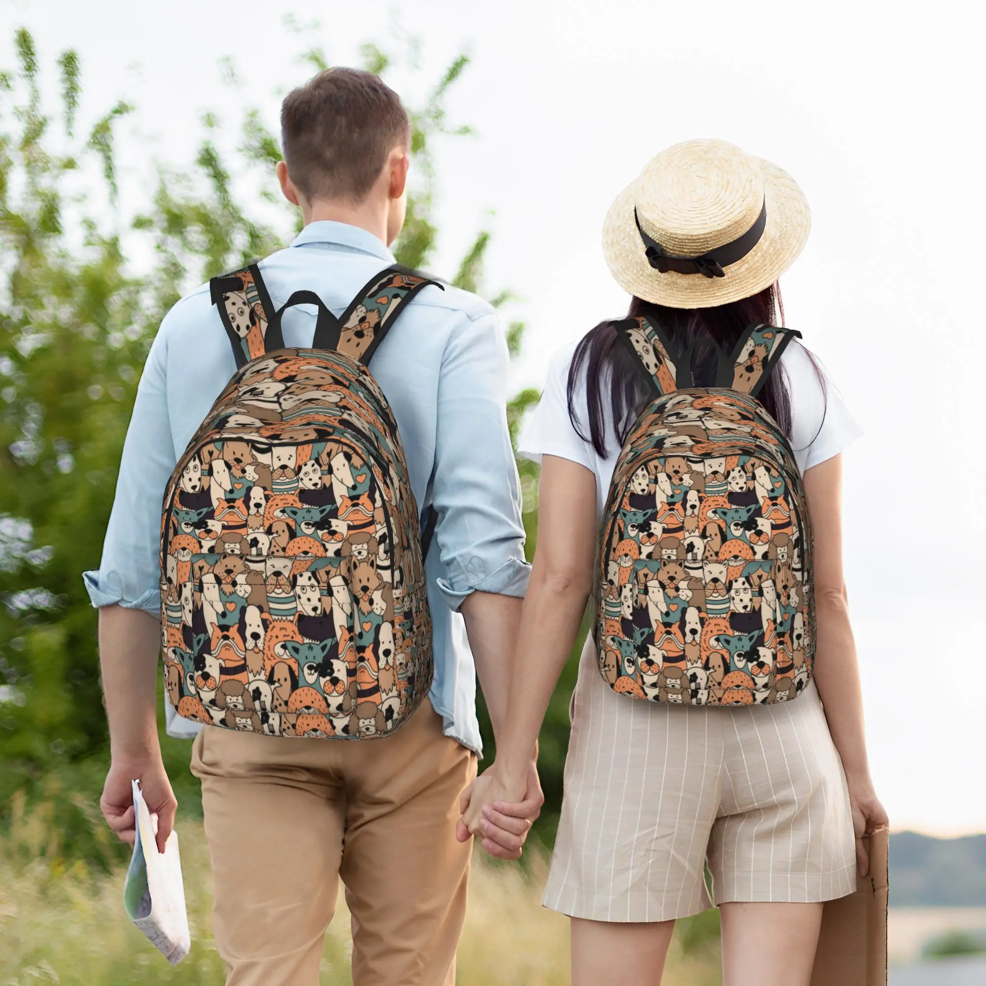 Colorful Dogs Animals Kawaii Doodle Pets Backpack Boy Girl Lightweight Backpacks High School Bags High Quality Rucksack