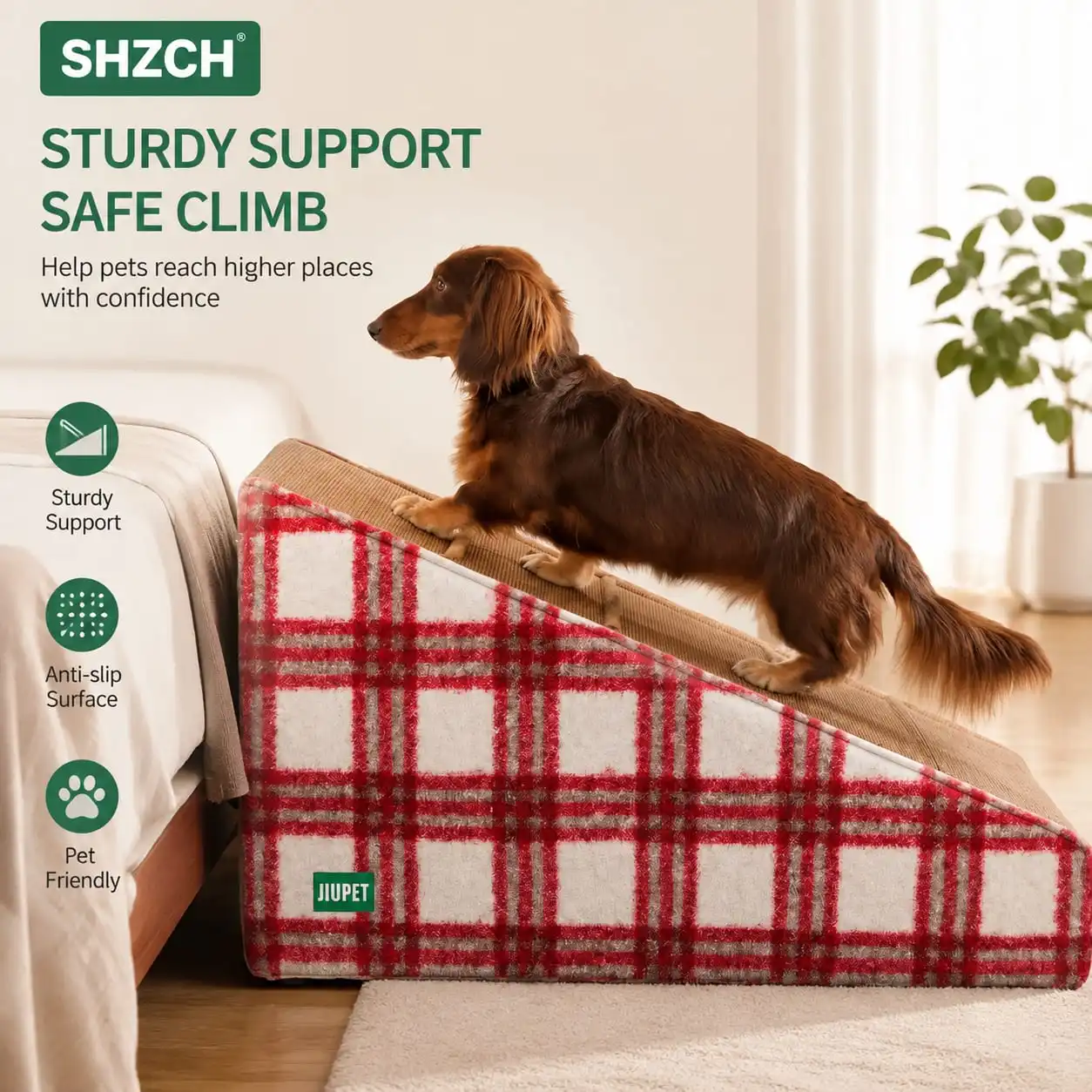 Pet Stairs for Small to Medium Dogs, Non-Slip Removable Washable Ramp, Climbing Steps for Bed & Sofa Access Home Use