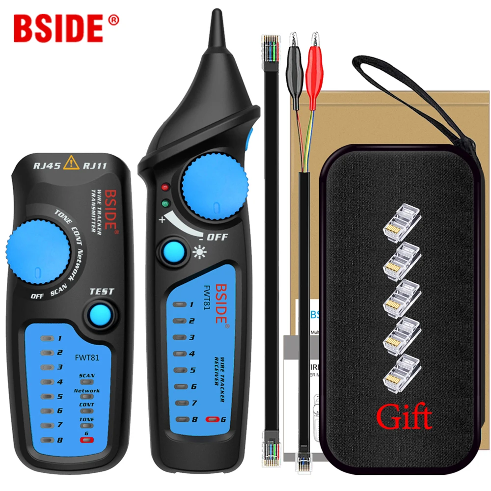 BSIDE Network Cable Tracker FWT81 RJ11/RJ45/Cat5/Cat6 Telephone Wire Tracer Toner Ethernet LAN Tester Detector Line Finder