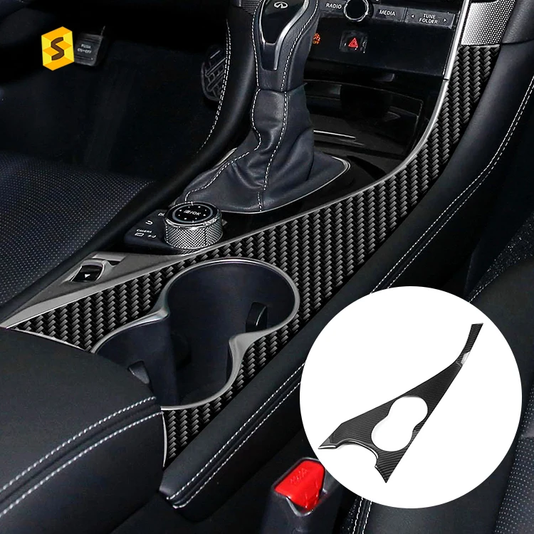 

Equipment Smart Library Shasha Carbon Real Dry Carbon Fiber Interior Accessories Trim Cover For Infiniti Q50L 2022 Water Holder