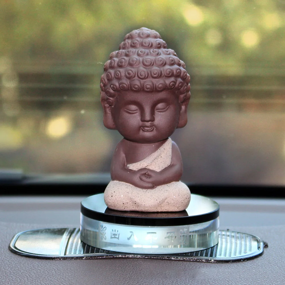 

4 Pcs Monk Statue Decorations Buddha Sculpture Ceramics Crafts Home Hand Carved Figurine