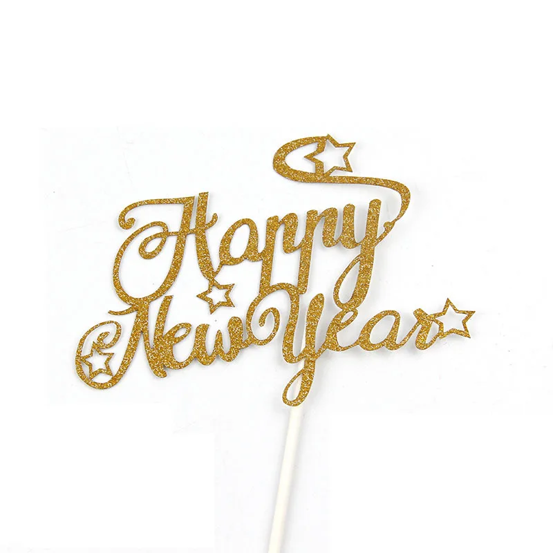 Cake Toppers Happy New Year Gold Birthday Love Cake Topper Cupake Flags Wedding Baby Shower DIY Decor Supplies Kids Party - Image 2