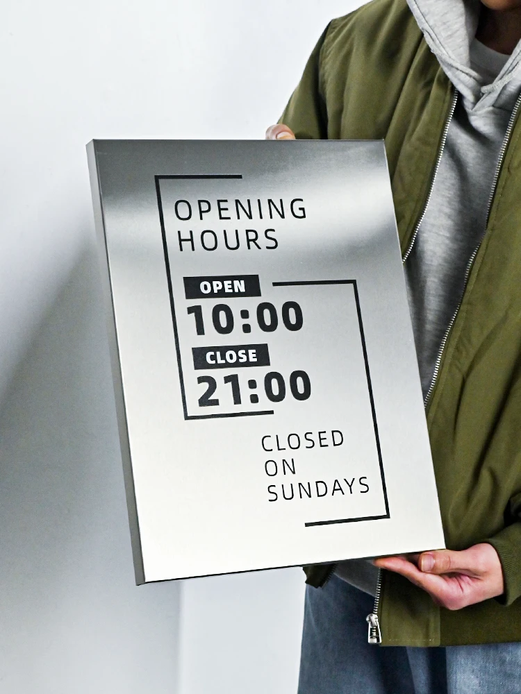 Open Close Board For Door Open Sign With hours Business hours door Sign Horaires Ouvertures Boutique Custom Sign Outdoor