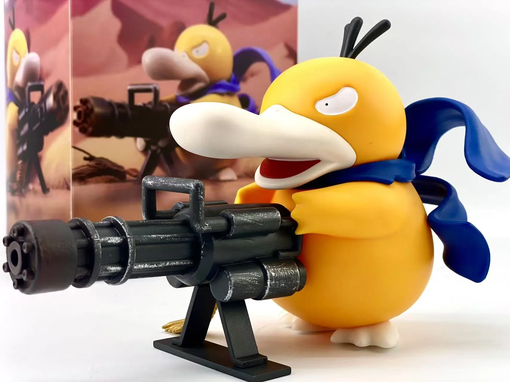 Pokemon Psyduck Gatling Gun Anime Figur Cross Dressing Spielzeug PVC Statue Modell Sammlung Dekor Kreative Peripherie Geburtstag Geschenk