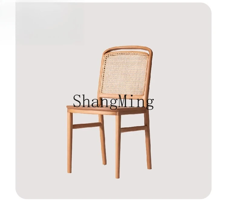 

CL black walnut rattan dining table back chair home retro solid wood dining chair