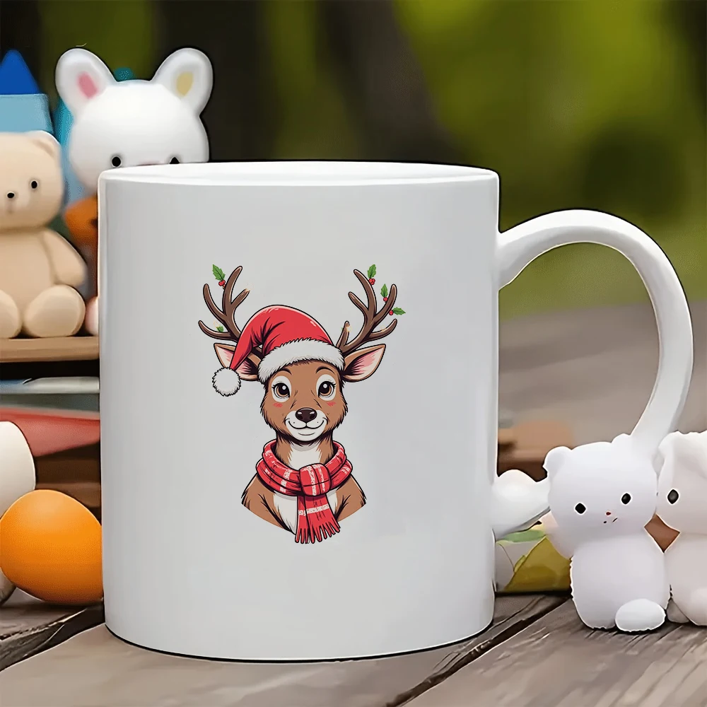 

11oz cartoon reindeer mug + cartoon Christmas cup kids cup family office coffee cup Christmas gift