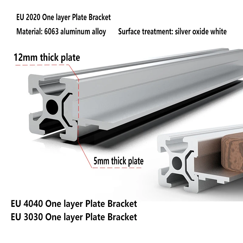 2-5pcs L=100-550mm 2020/3030/4040 Laminate Bracket Aluminum Profile Shelf Groove Inner Plate Bracket Frame Fixed Plate Bracket