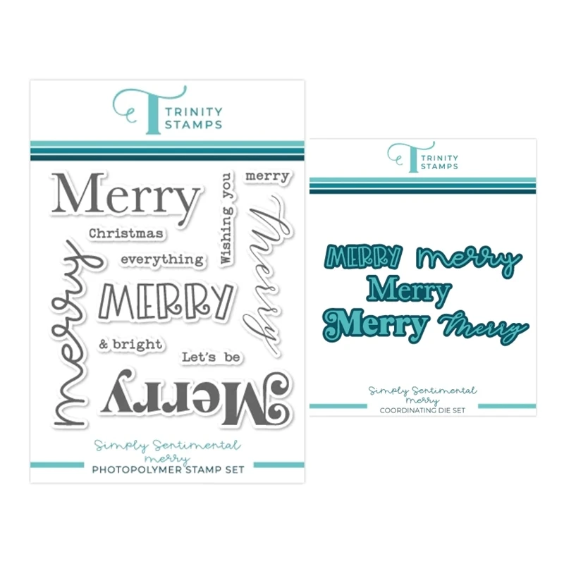 New 2023 Simply Sentimental Merry Christmas Metal Cutting Dies Scrapbooking For Paper Making Frame Card Clear Stamps Set