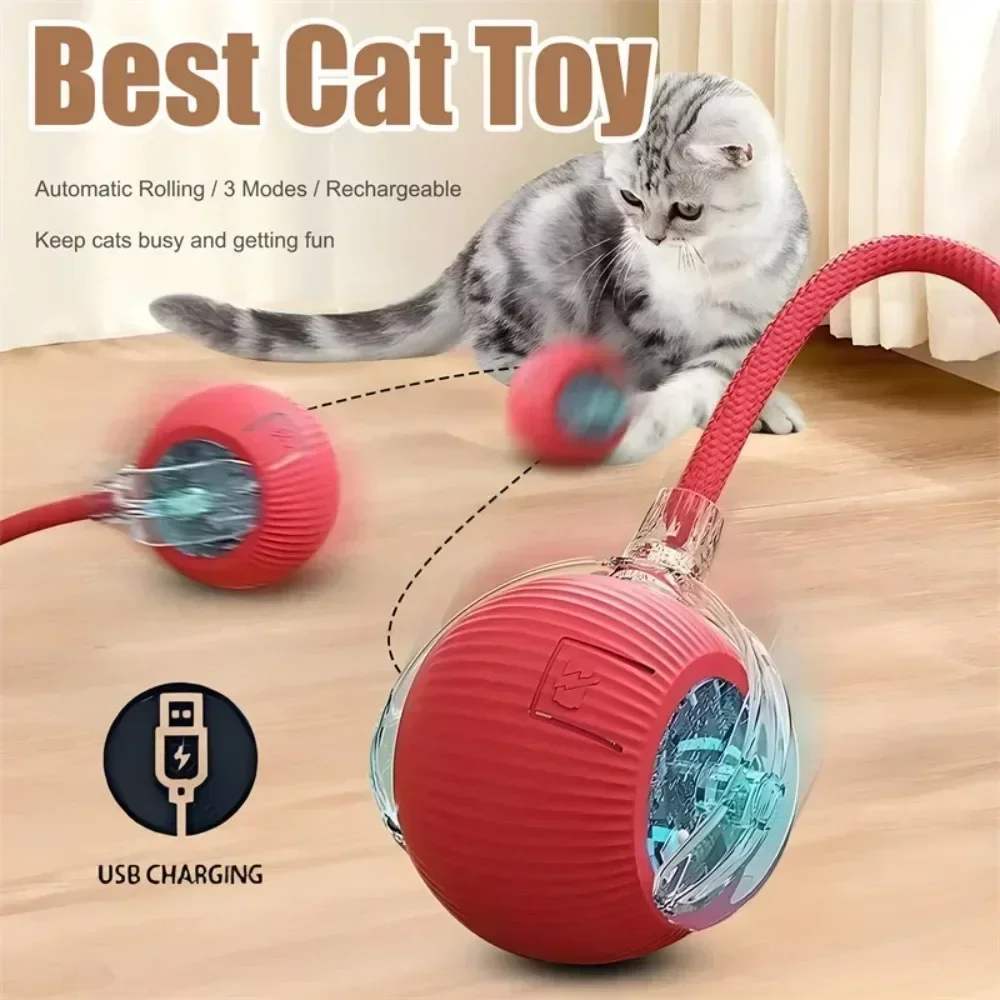 

Interactive Cat Toy, Automatic Rolling Ball Cat USB Rechargeable, Antistress Indoor Toys for Cats, Electric Cat Ball Toy