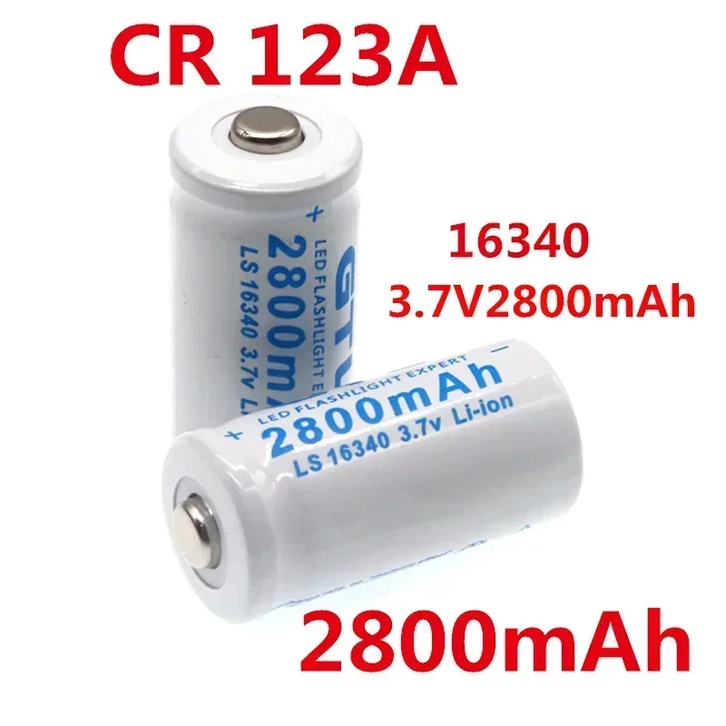 New High capacity 2800mAh Rechargeable 3.7V Li-ion 16340 Batteries CR123A Battery For LED Flashlight For 16340 CR123A Battery