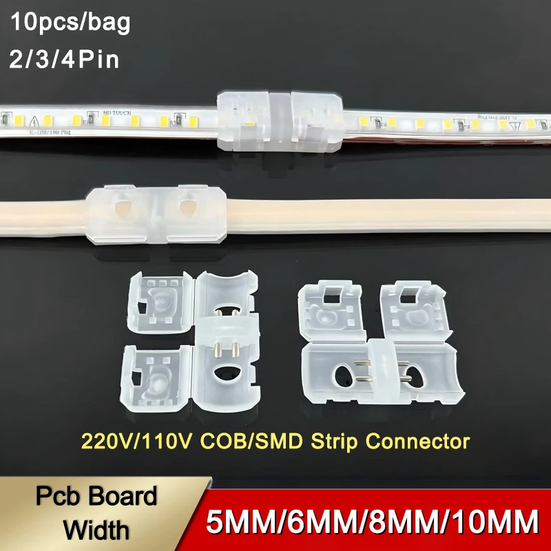 

10pcs/bag Welding-free 220v 110v SMD Cob Middle Connector 5mm 8mm 10mm 2 3 4 pin 220v 110v Led Strip Connector