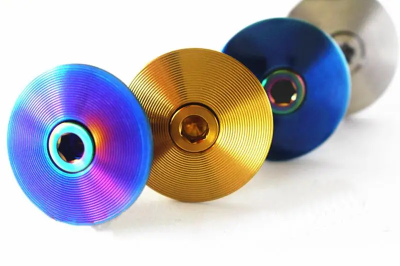 

1 Piece Ti/Golden/Burn Blue/Blue GR5 TC4 Titanium Alloy Bicycle Headset Top Cap For M6 Bolts