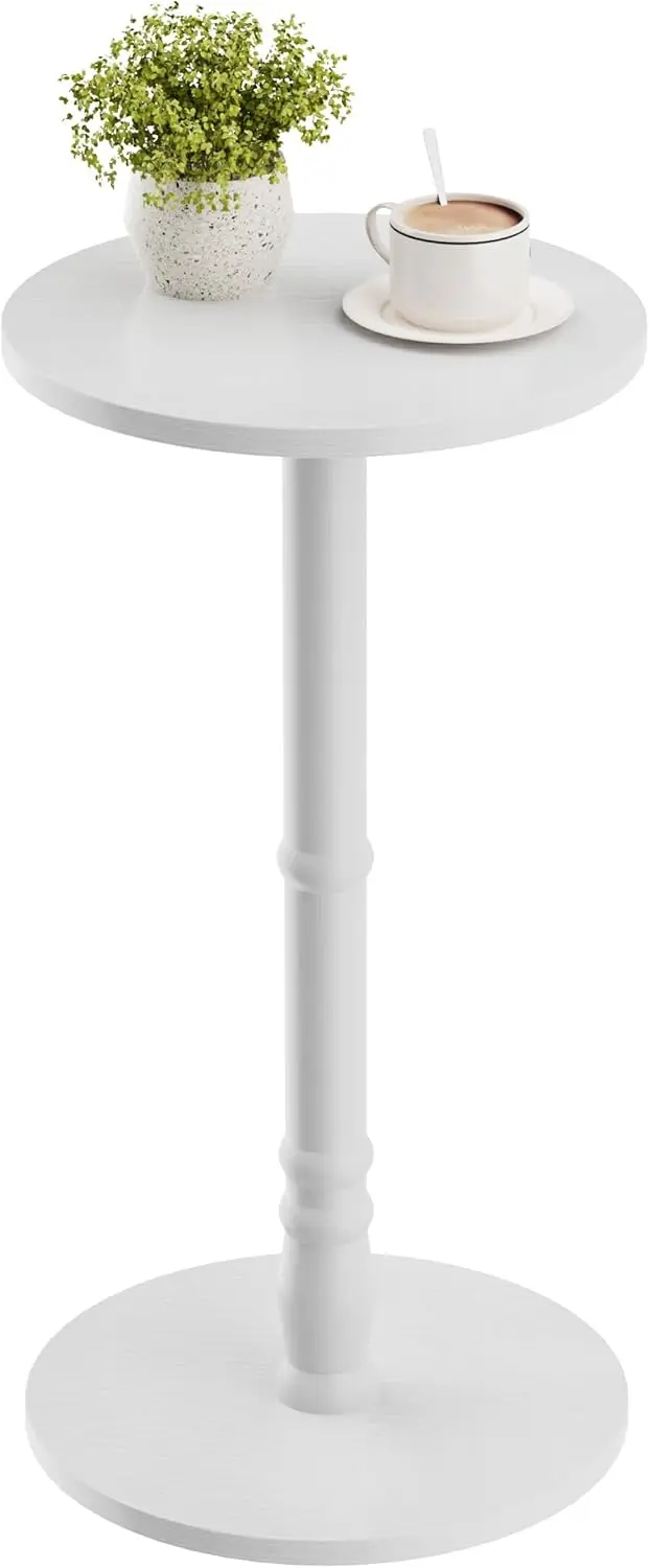 

Круглый приставной столик с опорой из массива дерева, простая сборка, белый, для гостиной, спальни и офиса