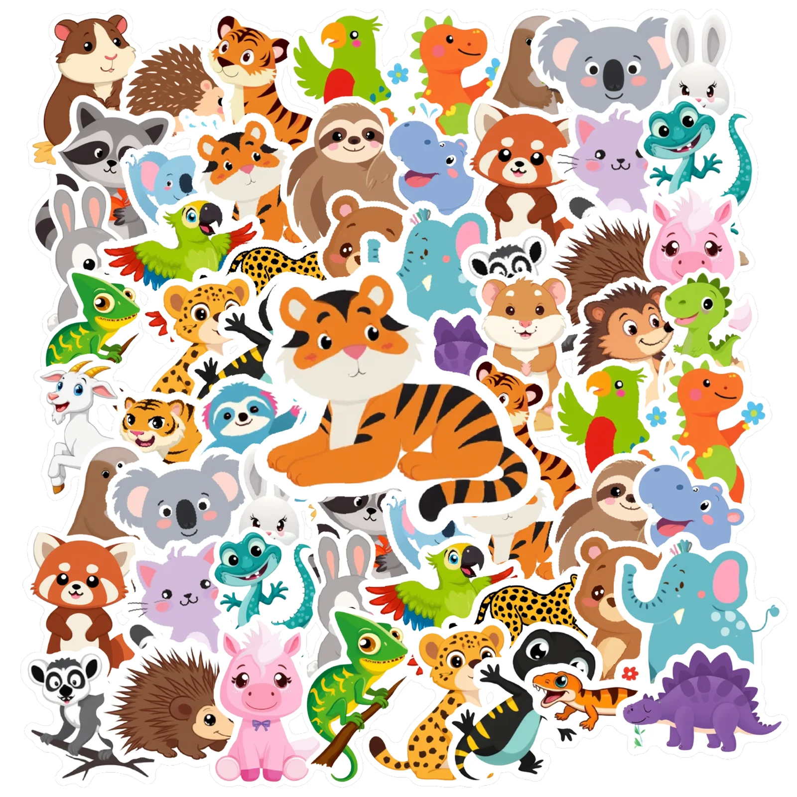 35pcs-50pcs Playful Animals Stickers Colorful Cute Creatures Stickers Stickers For Laptop Luggage DIY