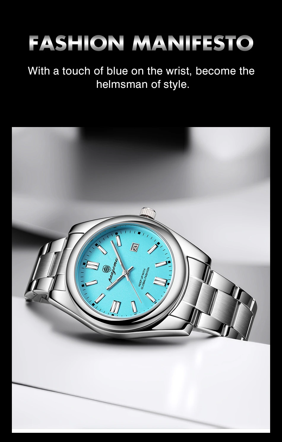 PAAZOMU Herren Luxus-Armbanduhr Wasserdicht Leuchtend mit Datumsanzeige Edelstahl Männeruhr Sport Mode Herren Quarzuhren – Detail 4
