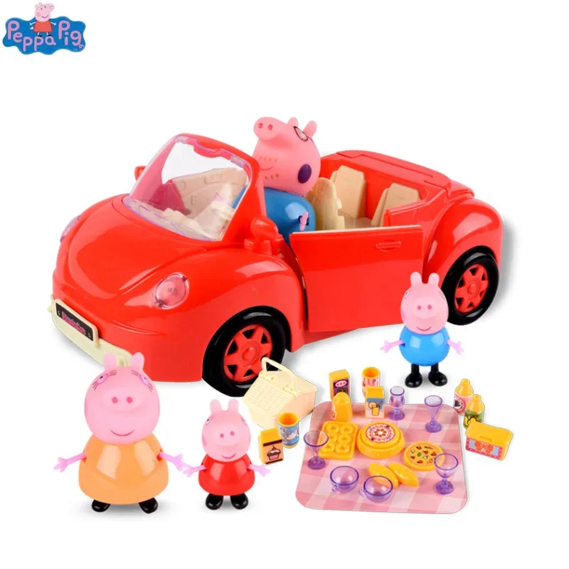 Hasbro Peppa Pig Toy Car Set Anime Action Doll Pig Family George Family Four Dolls Cartoon Children's Toys kids Birthday Gift