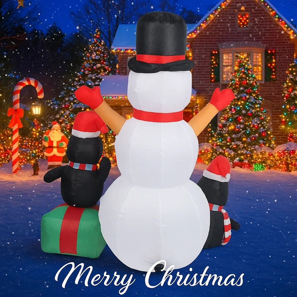 Jouets gonflables de 5,91 pieds, bonhomme de neige, pingouins avec lumières LED, décorations de fête de noël, pelouse, maison, fournitures de noël, ornements, cadeaux