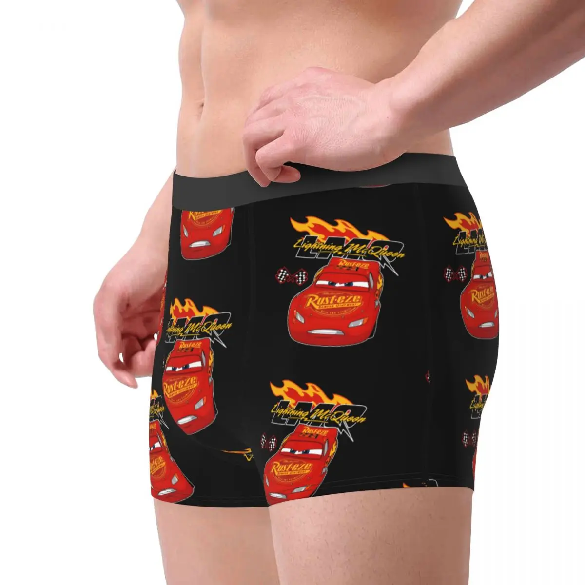 Retro   Lightning McQueen Car Underwear Male Printed Custom Cartoon Boxer Briefs Shorts Panties Soft Underpants